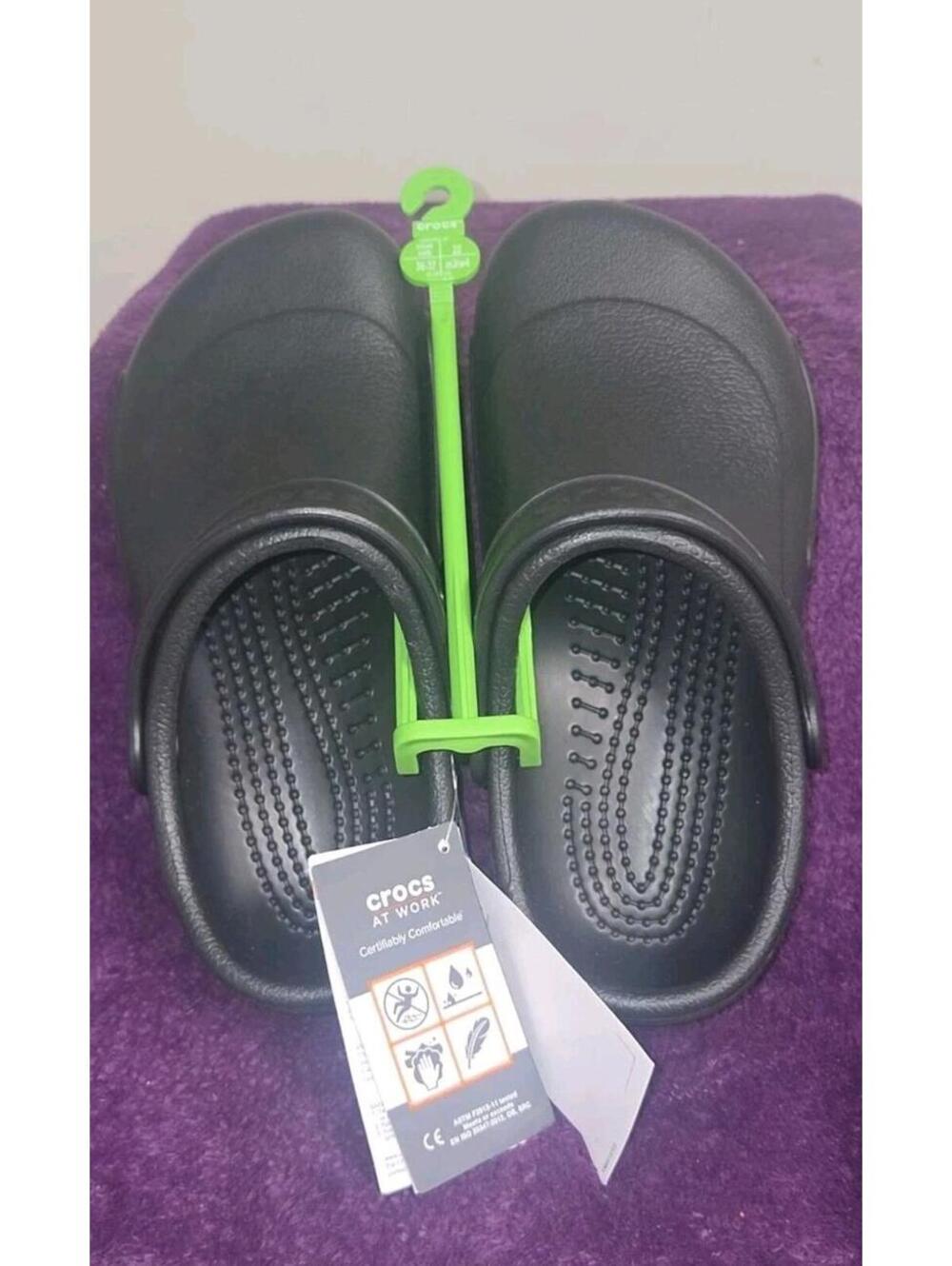 Crocs Bistro At Work Clogs Black Sz M 4 W 6 Slip On Slides NWT Slip Resistant